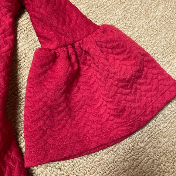 Pippa & Julie Blouse Girls 6 Red Tunic Silver Sequin Star Peplum Sleeve - Picture 5 of 6